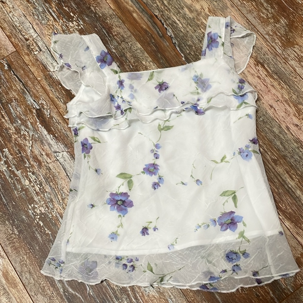 r n kidz white two piece with purple floral design. skirt and top set - Picture 2 of 11